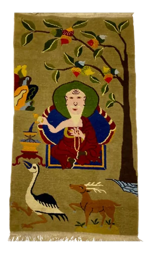 Vintage Chinese Hand Knotted Pictoral Wool Rug