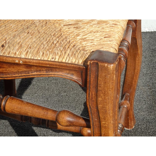 Set of Six Vintage French Country Brown Rush Dining Chairs For Sale - Image 10 of 13