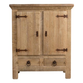 1970s French Primitive Oak Buffet With Iron Hardware For Sale