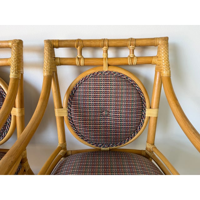 Vintage McGuire Style Bamboo & Leather Wrap Dining Arm Chairs – Set of 4 For Sale - Image 11 of 18