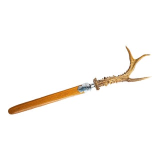 Scottish Antique Antler Sterling Silver Desk Page Turner Letter Opener Home Office Decor For Sale