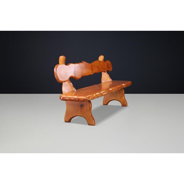 Alpine Sculptural Bench in Pine, France, 1970s For Sale - Image 10 of 16
