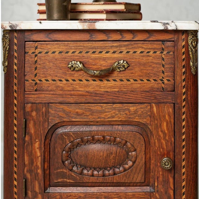 Circa 1920s Belgian Louis XVI Style Marble Top Bedside Tables (Set of 2) For Sale - Image 12 of 12