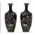 Japanese Pair of Antique Meiji Japanese Cloisonne Silver Wire Enamel Vases Blossoming Garden With Cherry Blossom Tree For Sale - Image 3 of 8