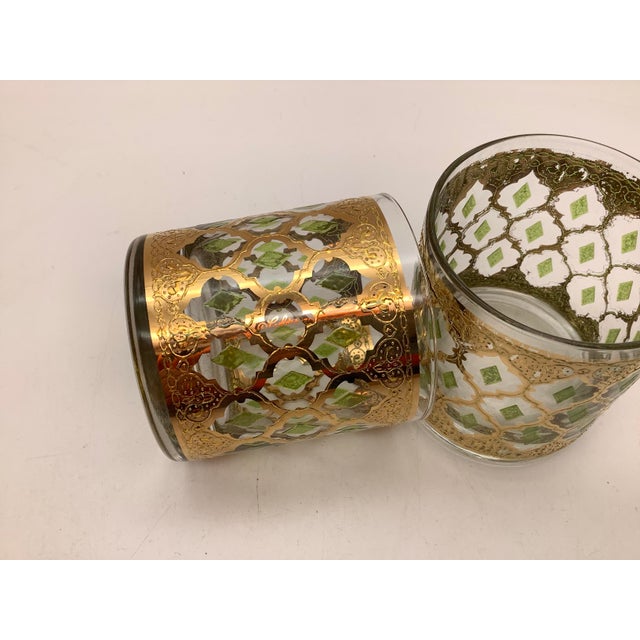 Culver Valencia 22kt Gold and Green Diamond Cocktail Glass Set of 4 For Sale - Image 11 of 12