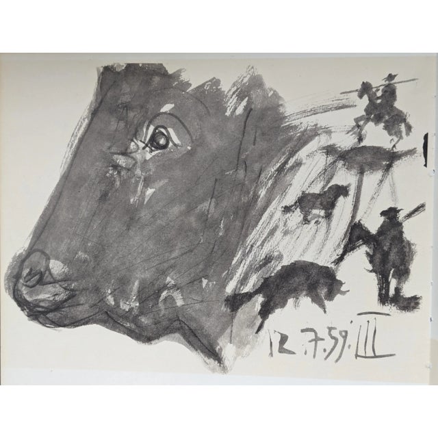 1960s Pablo Picasso, Corrida Scene and Bull, Double-Sided Original Lithograph, 1961 For Sale - Image 5 of 6
