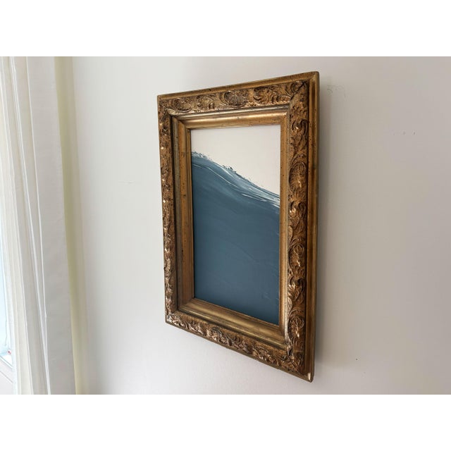 2020s "Waves” Abstract Art in Antique Frame, Seascape Painting Transitional Wall Art by JTS For Sale - Image 5 of 11