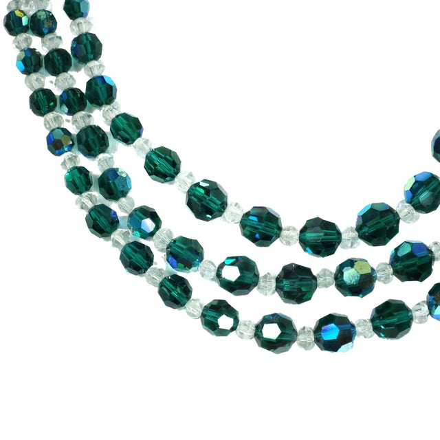 Vintage 1950s Emerald Crystal Beaded Necklace Set - 4 Pieces For Sale In Orlando - Image 6 of 11