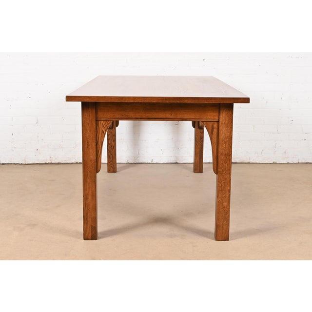 Wood Stickley Style Mission Oak Arts & Crafts Dining Table, Newly Refinished For Sale - Image 7 of 8