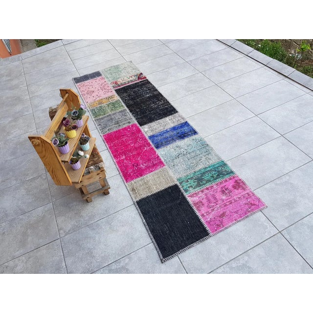 Black Mid 20th Century Floor Oushak Faded Carpet For Sale - Image 8 of 10