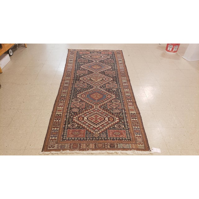 Traditional Antique Shirvan Rug, Hand Knotted, Wool Oriental Rug Navy Blue, Red, Beige, Grey For Sale - Image 3 of 16