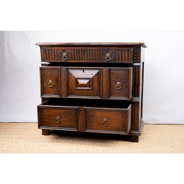 Antique Carved Oak Chest For Sale - Image 4 of 13