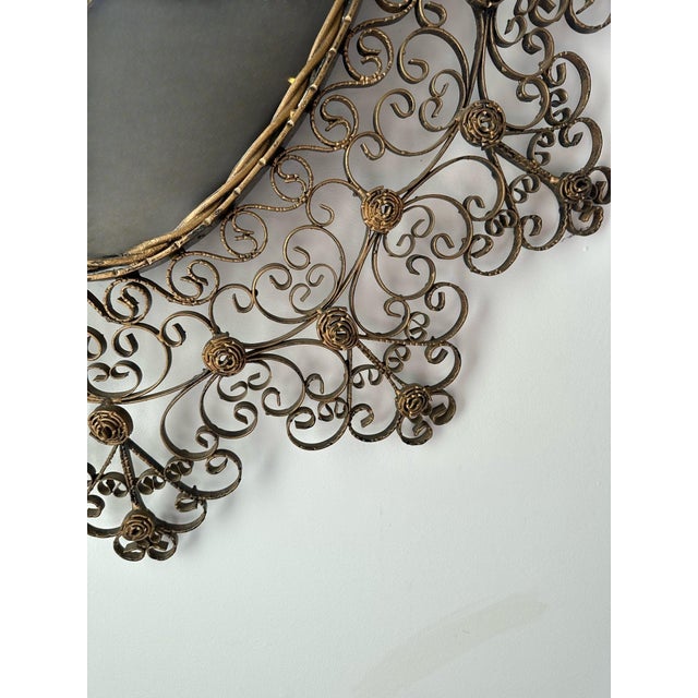 Early 20th Century Italian Gilded Metal Scrollwork Oval Mirror For Sale In Washington DC - Image 6 of 6