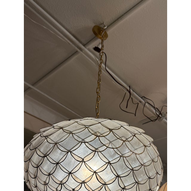 Metal Serena & Lily Capiz Scalloped Chandelier For Sale - Image 7 of 12