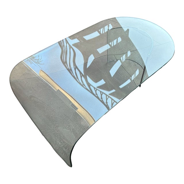 Mid Century Post Modern Italian Waterfall Glass Coffee Table For Sale