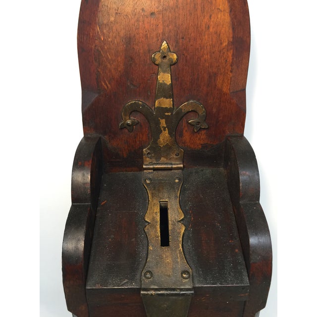 Antique Gothic Trefoil Walnut Donation Box With Lockable Swing Lid For Sale - Image 17 of 18