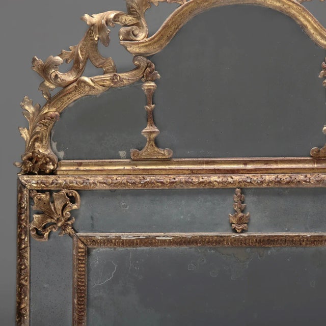 18th C. French Marginal Glass Louis XIV Gold Leaf Mirror From Private Collection For Sale In Wichita - Image 6 of 12