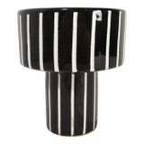 Vintage Mid Century Japanese Ikebana Striped Art Pottery ~ Compote Planter Pot Vase For Sale