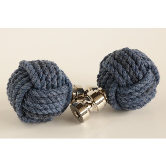 Nautical Knot Lamp Finials in Denim Blue a Matching Pair Chairish
