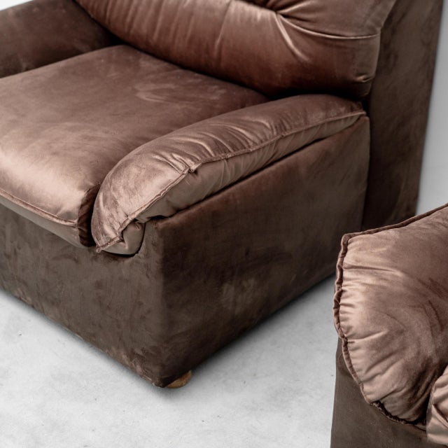 Vintage Brown Velvet Armchairs, 1970s, Set of 2 For Sale - Image 11 of 12