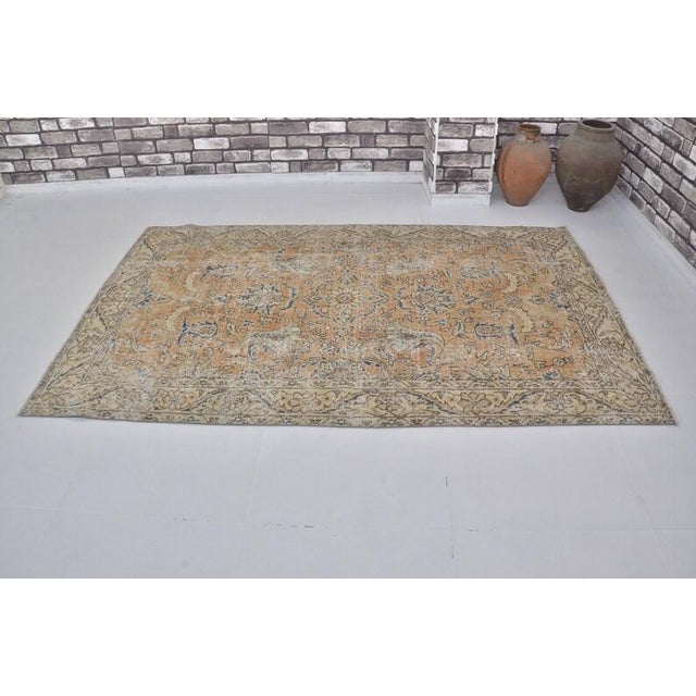 Turkish Vintage Handwoven Oushak With Botanical Vine Pattern Rug For Sale - Image 3 of 10