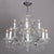 A vintage Italian crystal chandelier offers chrome frame having twelve scroll form arms terminating in candle lights,...