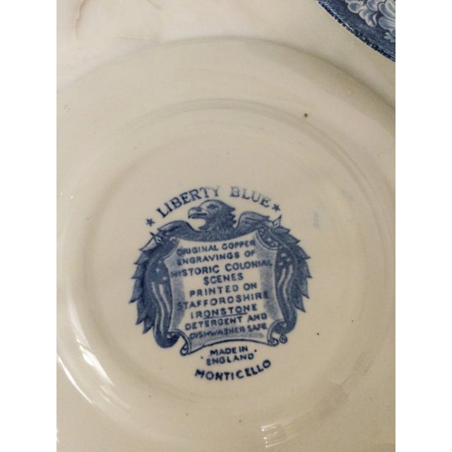 Mid 20th Century Vintage Liberty Blue "Monticello" Ironstone Dessert Plates- Set 6 For Sale - Image 5 of 5