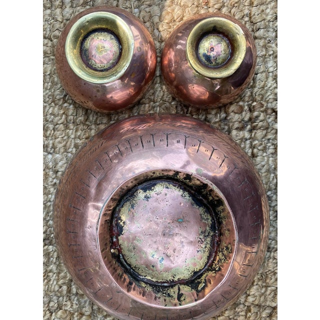 Metal Vintage Indian Hand-Made Copper Bowls, Set/3 For Sale - Image 7 of 8