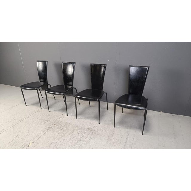 Black Postmodern Black Dining Chairs from Arper, Italy, 1980s, Set of 4 For Sale - Image 8 of 16