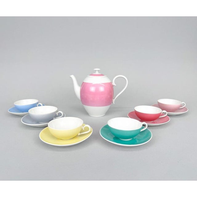 1950s Coffee Tea Set from Moser Porcelain, Czechoslovakia, 1950s, Set of 7 For Sale - Image 5 of 6