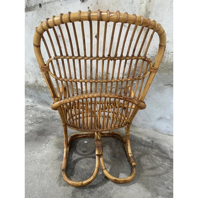 Mid-Century Modern Italian Bamboo and Rattan Armchair, 1960s For Sale - Image 4 of 11