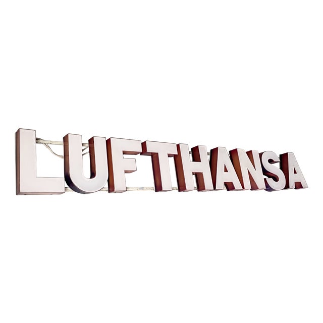 German Modern Lufthansa Sign in White Arylic Glass, 1970s For Sale