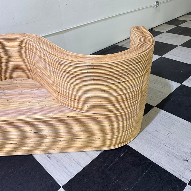 1990s Vintage Pencil Reed Bamboo Rattan Conversation Chair For Sale - Image 5 of 11