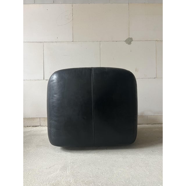 1970s Italian Black Leather Lounge Chair, Italy, 1970s For Sale - Image 5 of 8