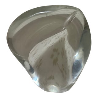 Clear Glass Paperweight Abstract Wave For Sale
