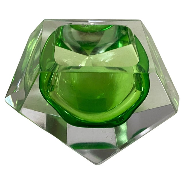 Large Italian Green Glass Ashtray, 1960s For Sale - Image 3 of 12