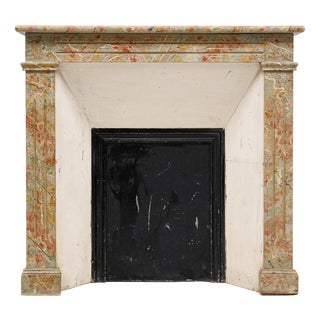 Wooden Fireplace in Faux Marble For Sale