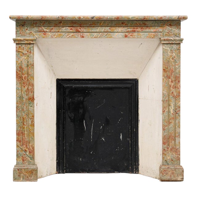 Wooden Fireplace in Faux Marble For Sale
