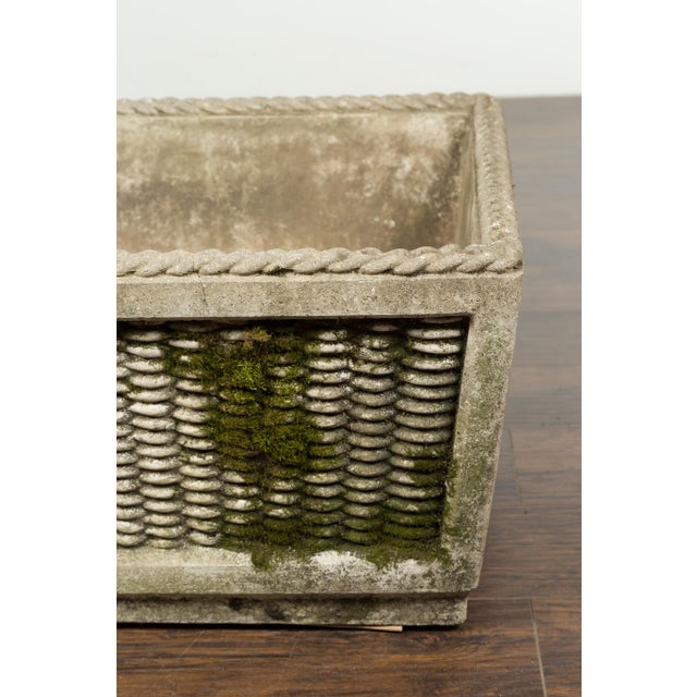 Vintage English Midcentury Stone Planter with Textured Finish and Aged Patina For Sale - Image 9 of 12