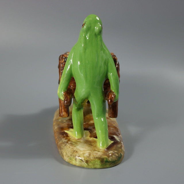 Ceramic Jerome Massier Majolica Frog With Wheelbarrow For Sale - Image 7 of 14