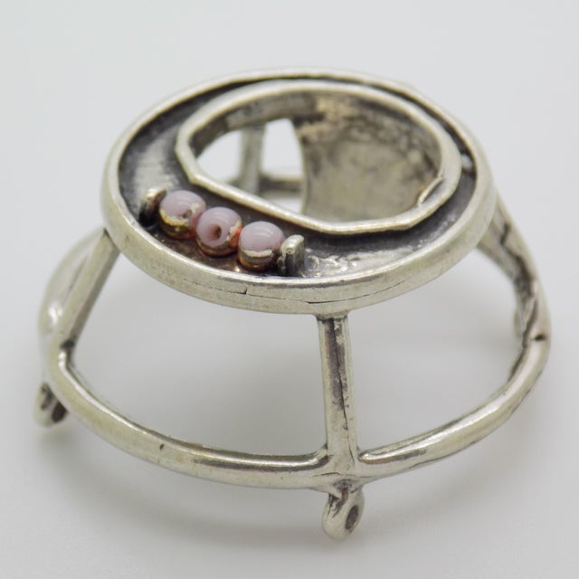 Vintage Italian Handmade Genuine Silver and Small Plastic Pink Elements Baby Walker Dollhouse Miniature For Sale - Image 4 of 9