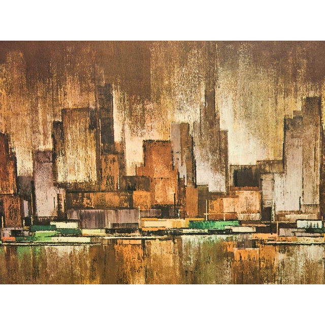 Paper 1970s Retro Vintage Abstract Cityscape Artwork For Sale - Image 7 of 7