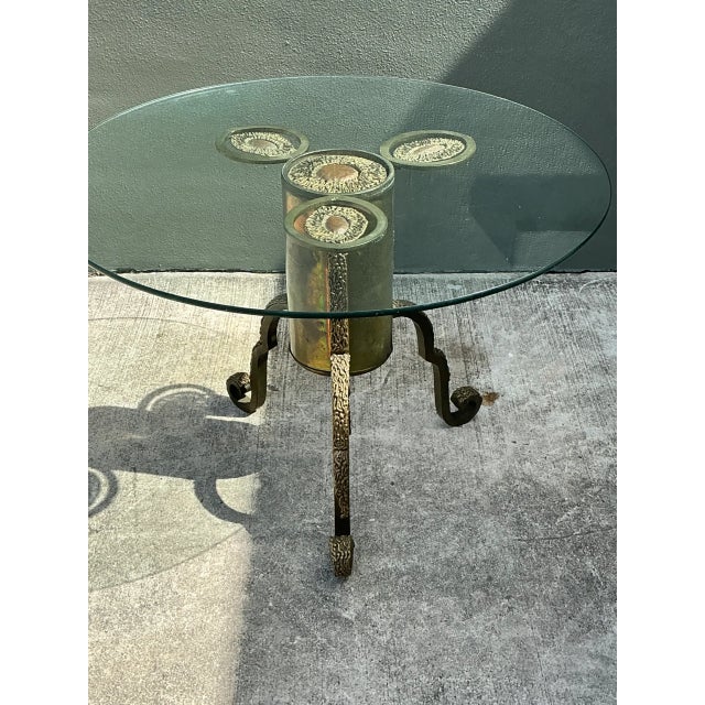 Mid-Century Modern Vintage Sculptural Mixed Metal Table Pedestal For Sale - Image 3 of 10