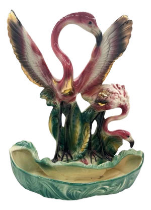 1956 Ceramic Flamingo Tropical Pond Indoor Planter by Lane & Company California