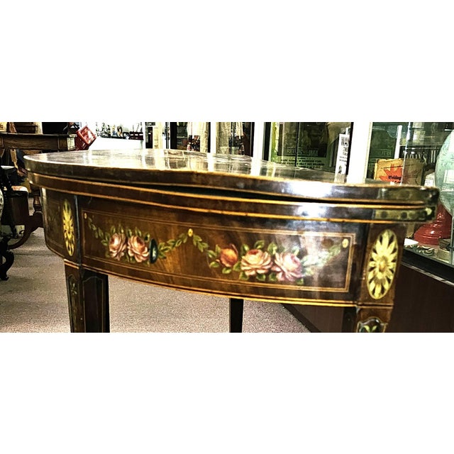 18th Century Georgian Hand Painted Demi-Lune Game Table For Sale - Image 10 of 17