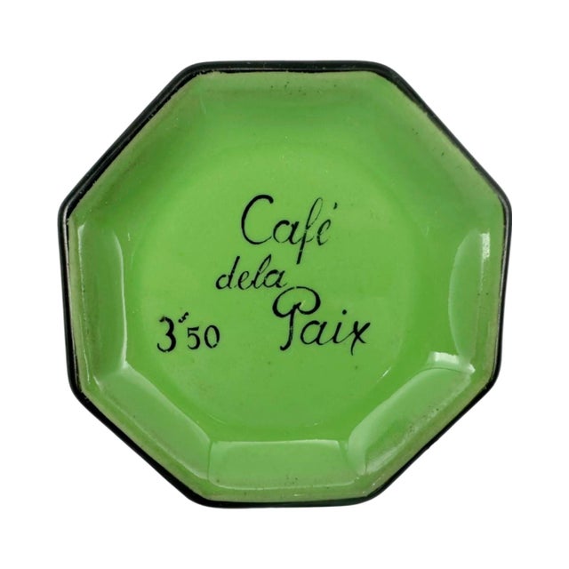 Ceramic Vintage Cafe De La Paix Paris Green Ashtray For Sale - Image 7 of 9