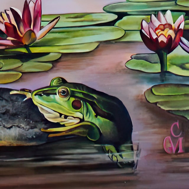 Early 21st Century Pink Dreams by Claudia Griesbach-Martucci | Oil on Artefex Duck with a bow tie and butterflies in a landscape For Sale - Image 5 of 5
