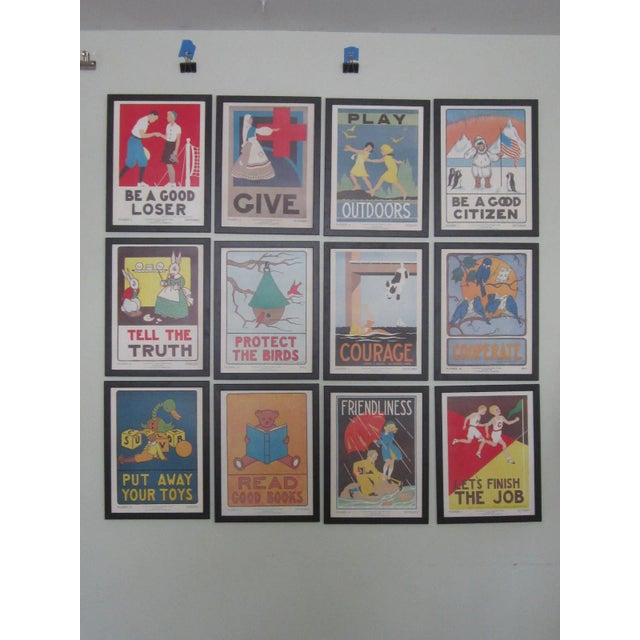 1930s Vintage Grade School Citizenship Guide Prints- Set of 12 For Sale - Image 10 of 10
