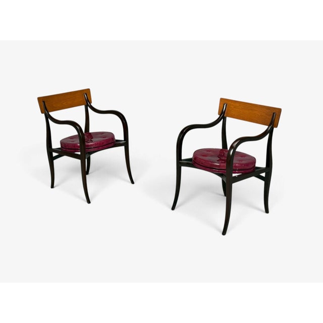 Mid-Century Modern Edward Wormley, Alexandria Armchairs, Mahogany, Walnut, United States, 1960s For Sale - Image 3 of 14