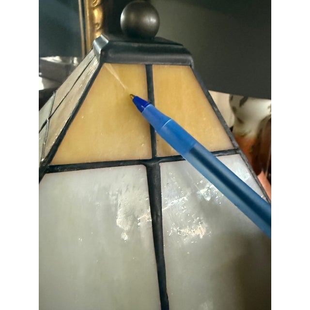 Stickley Slag Glass Mission Oak Lamp For Sale - Image 9 of 12